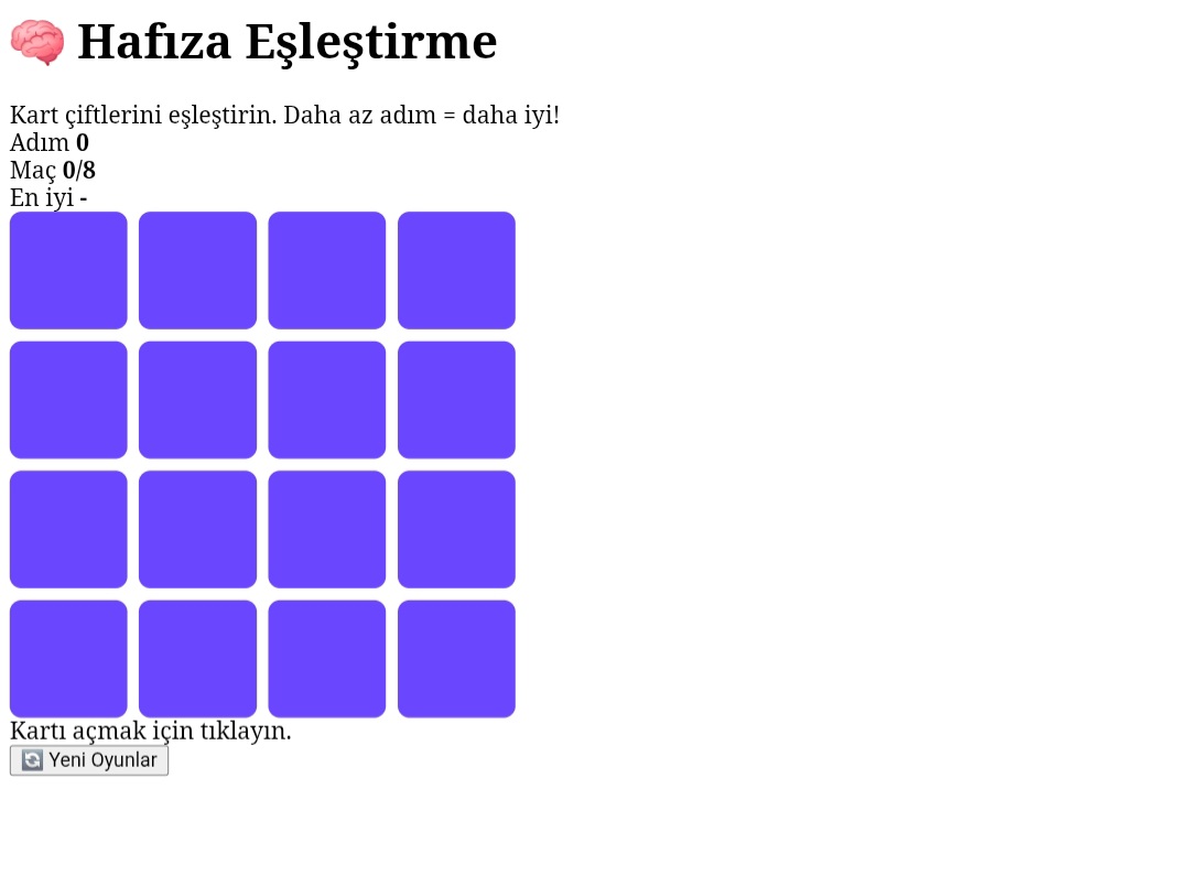 Hafıza Eşleştir Oyunu Oyna